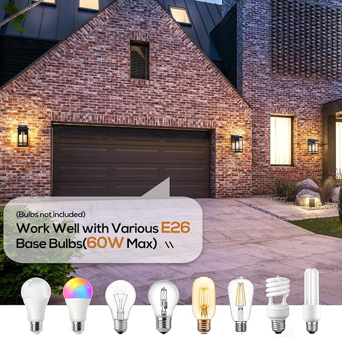 9.76'' Dusk to Dawn Outdoor Wall Light 2 Packs, Exterior Fixture Mount - Image 4