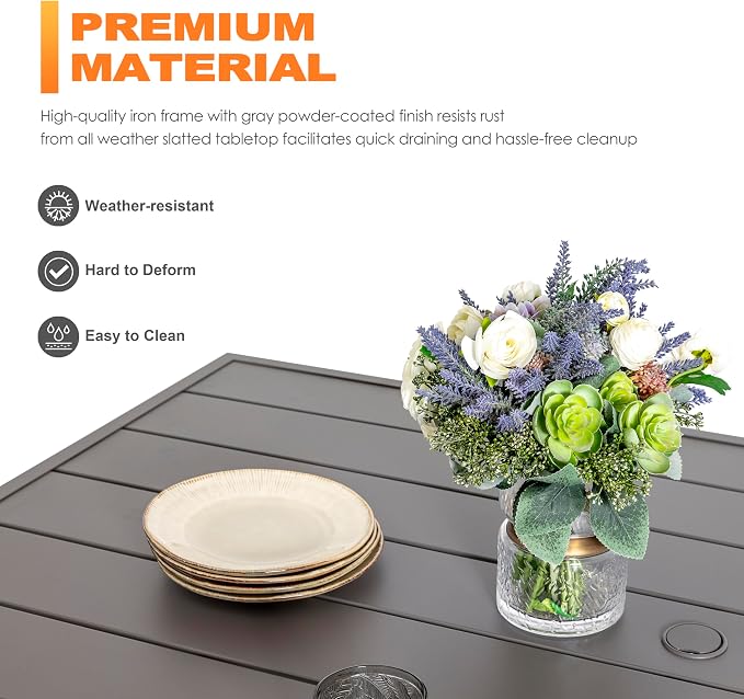 NUU GARDEN 7-Piece Outdoor Dining Table Set, All Weather Table - Image 7