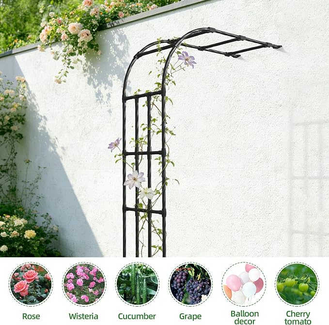 Half Side Garden Arch Trellis 3.93FT×8.53FT, Metal Arbor Trellis - Image 5