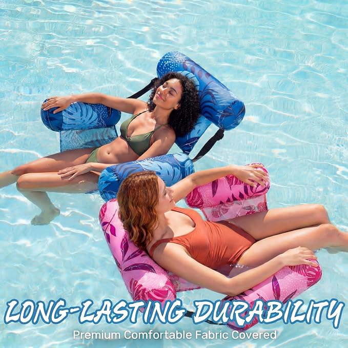 2 Pack Inflatable Pool Float for Adult Adjustable Hammock Float Chair Fabric - Image 4