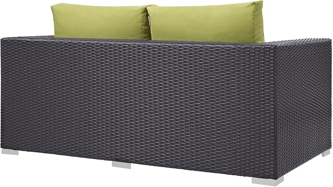 Modway Convene Wicker Rattan Outdoor Patio Loveseat in Espresso Peridot - Image 5