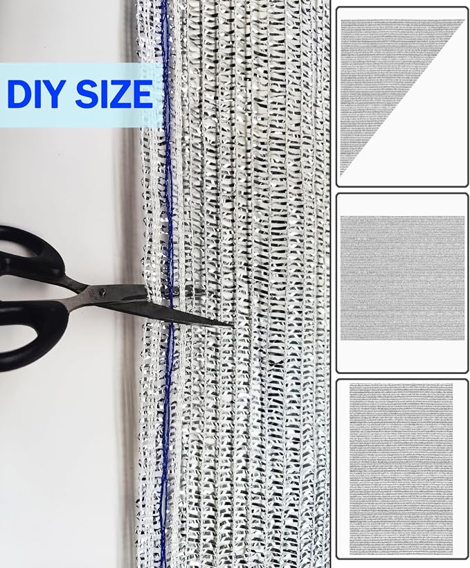70% Aluminum Foil Shade Cloth Mesh No Grommets Silver Tarps Fabric Privacy - Image 4