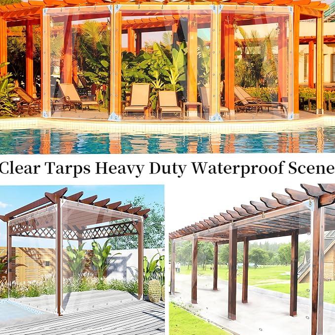 6'x8.2' Clear Tarps Heavy Duty Waterproof 14mil Thicken Transparent Waterproof - Image 4
