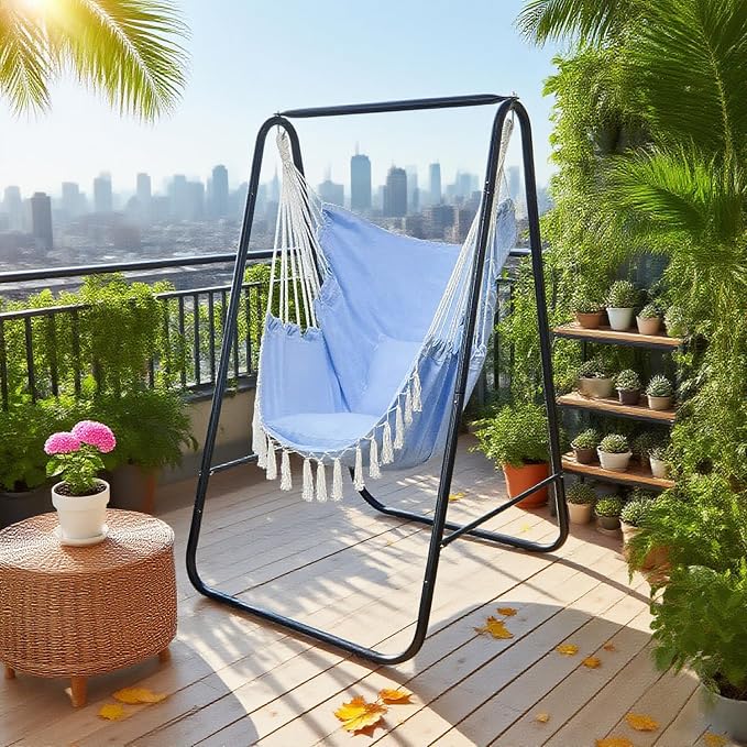 Hammock Chair with Stand, Heavy-Duty Hammock Stand with Large Indoor Swing - Image 6