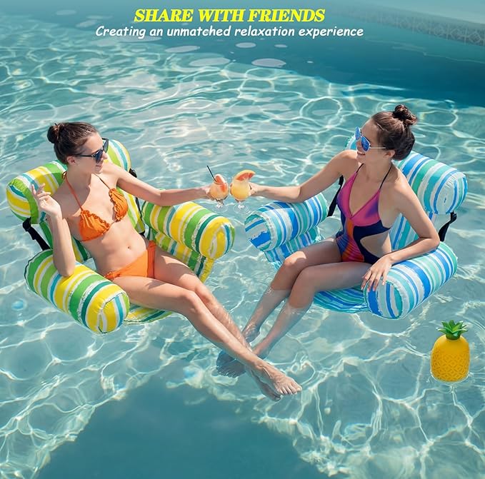 2 Pack Inflatable Pool Float for Adult Adjustable Hammock Float Chair Fabric - Image 6