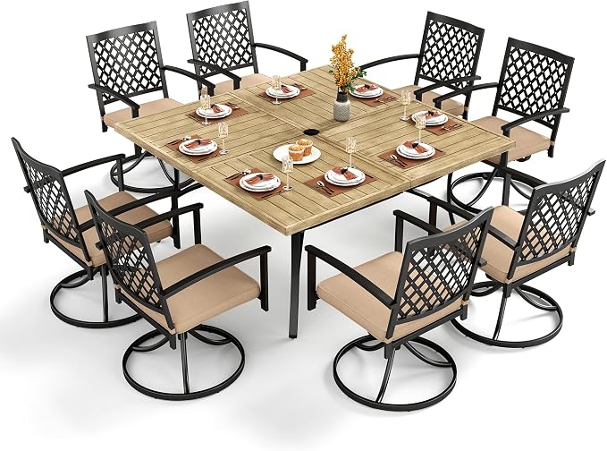 PHI VILLA 9 Pieces Outdoor Dining Set by PHIVILLAThepioneerofcomfortablehouseholdsupplies
