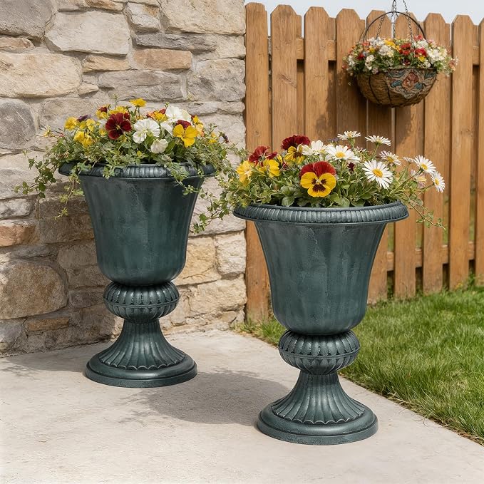 Athena Collection 20''H Bronze Garden Plastic Urn - Image 3