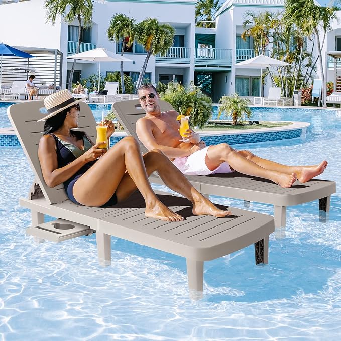 WACASA Outdoor Chaise Lounge Chairs Set of 2, Oversized Lounge Chairs - Image 3