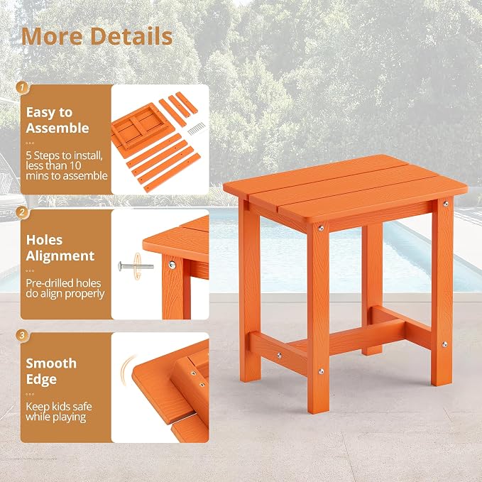 LUE BONA Outdoor Side Table Set of 2, HDPS Small Outdoor Table, Adirondack Side - Image 7