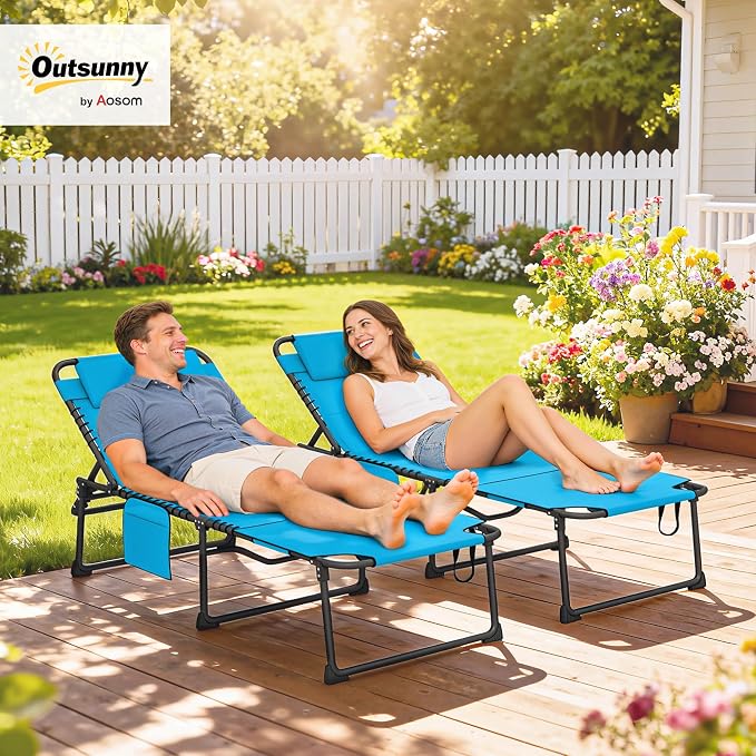 Outsunny 2 Piece Folding Chaise Lounge - Image 2