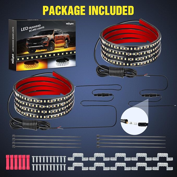 Nilight Truck LED Running Board Lights 2PCS 70 Inch LED Side Maker Light - Image 9