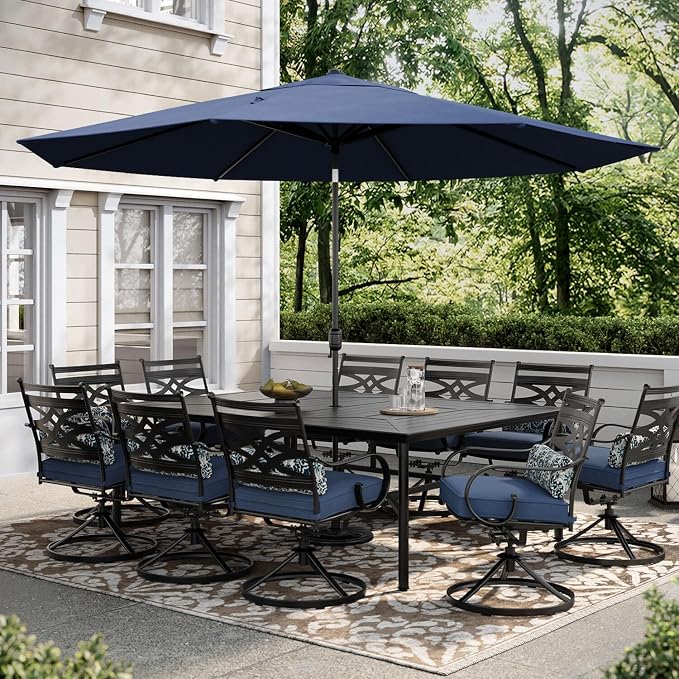 Hanover Montclair 11' Market Outdoor Umbrella, All-Weather, Crank Lever - Image 3
