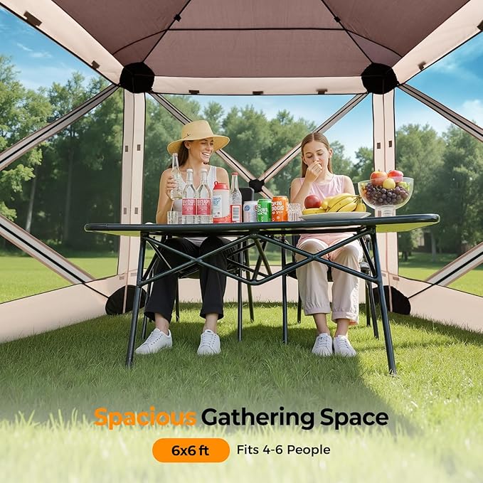 Tecoom 6x6ft Pop Up Gazebo Tent, 4-Sided Canopy Shelter Tent - Image 4