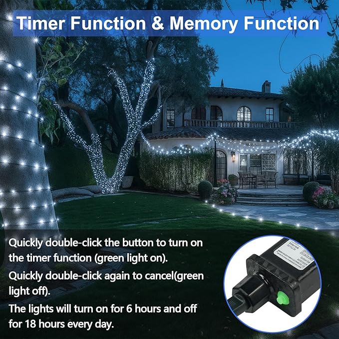 Connectable 100 LED String Lights Indoor Outdoor, 33FT Cool White Christmas - Image 6