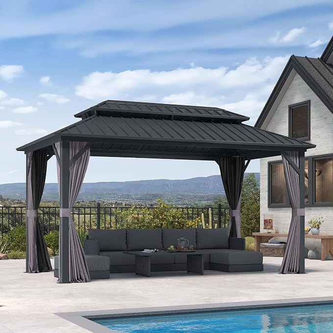 PURPLE LEAF 8' X 14' Permanent Hardtop Aluminum Gazebo - Image 2