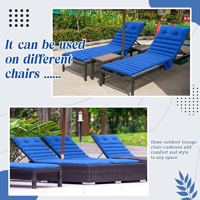 Kigley Outdoor Lounge Chair Cushions Set of 2, 72.8 x 24 x 2.3 Inch Patio - Image 6
