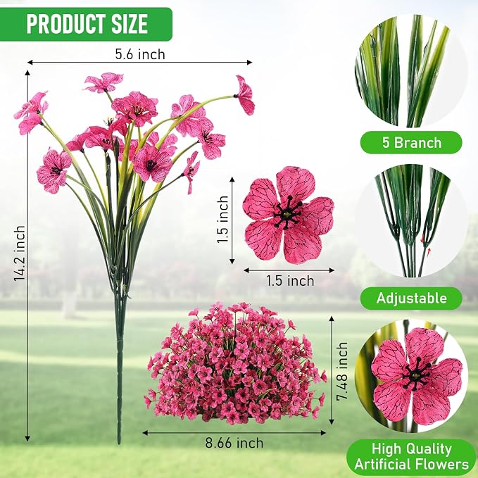 22 Bundles Artificial Flowers Outdoor Fake Plants, Faux Flowers UV Resistant - Image 4