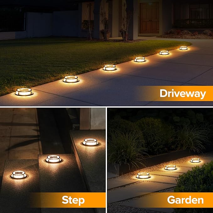 LUTEC 12 Pack Solar Driveway Lights, 12 LEDs IP67 Waterproof Outdoor Solar Dock - Image 7