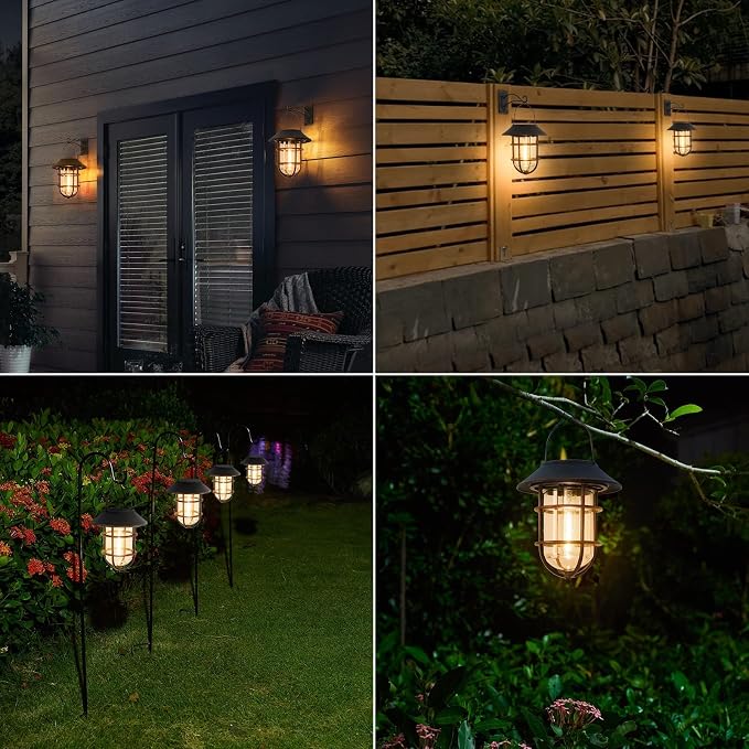 Solar Lantern Outdoor Hanging Solar Lights, Waterproof Metal Outdoor Lights - Image 6