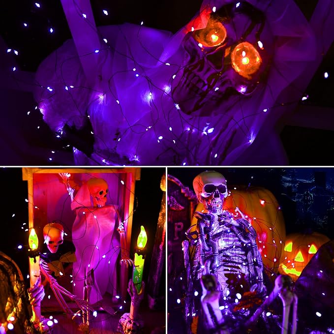 Brizled Halloween Fairy Lights, 2 Pack Total 78FT 240 LED Purple Fairy Lights - Image 7