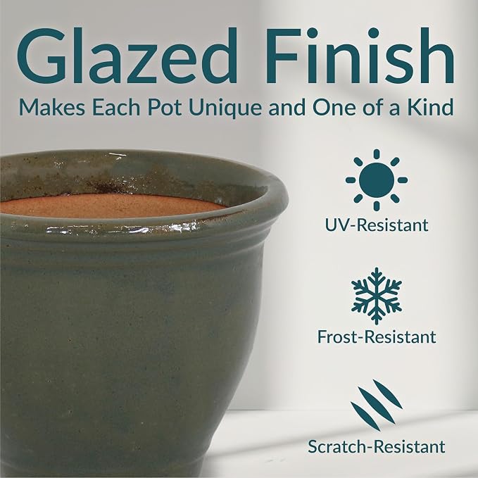 Sunnydaze Round Ceramic Planter - Image 4