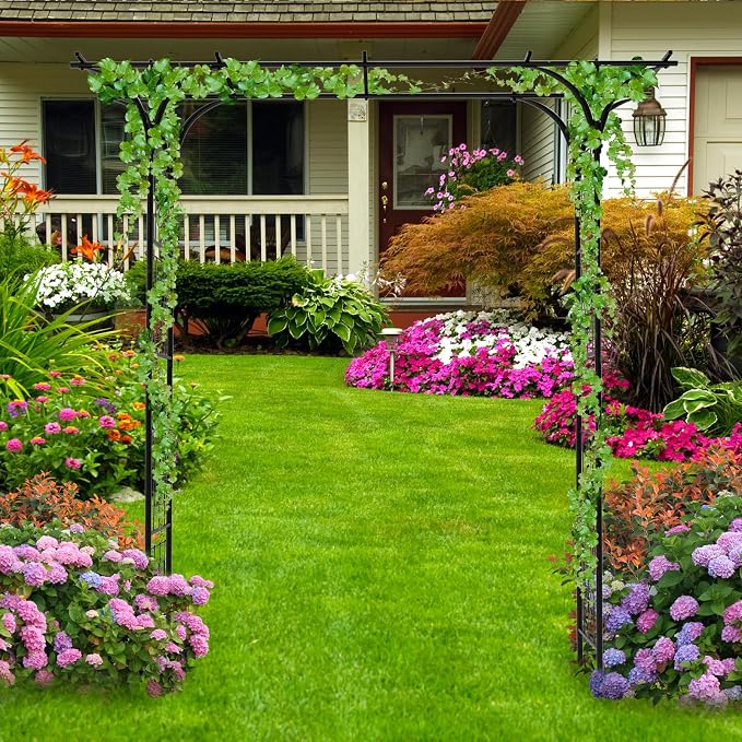 OUSHENG 7FT Garden Arch Arbor, Steel Frame Stand Trellis - Image 4