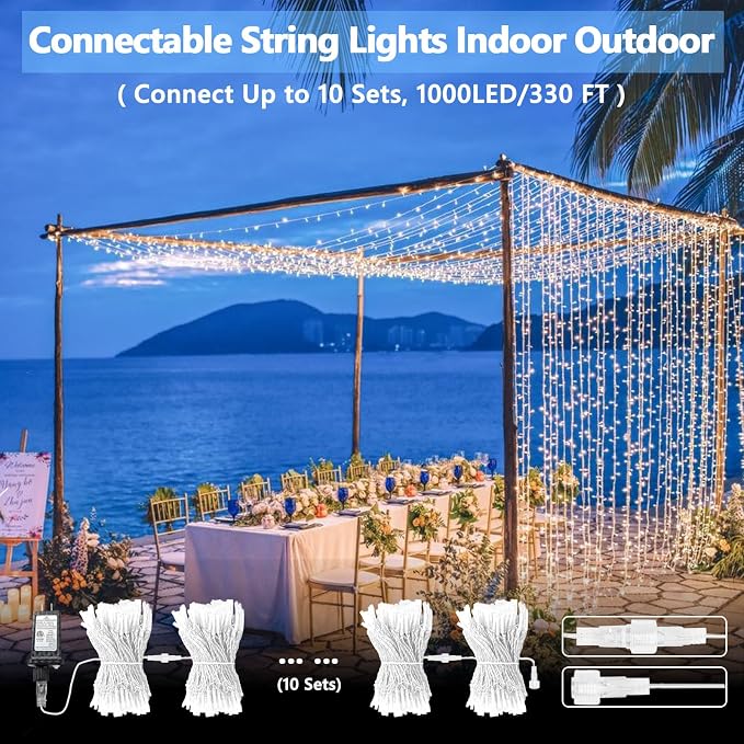 Connectable 100 LED String Lights Indoor Outdoor, 33FT Cool White Christmas - Image 3