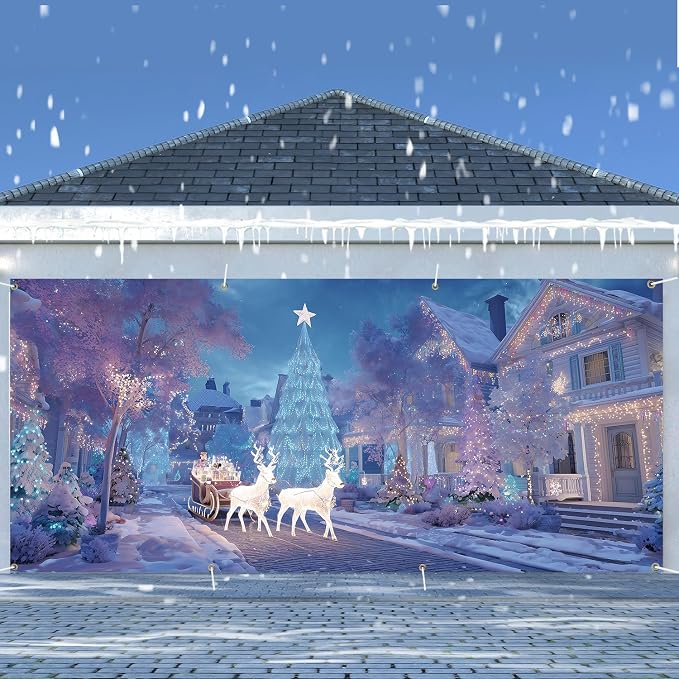 ANNA QUEEN Christmas Sleigh Ride Under the Stars Garage Door Banner 6 x 13FT - Image 7