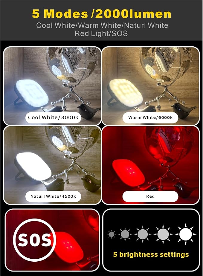 LED Camping Lantern, Solar Lanterns, 5000mAh Rechargeable Light 2000 Lumens 5 - Image 7