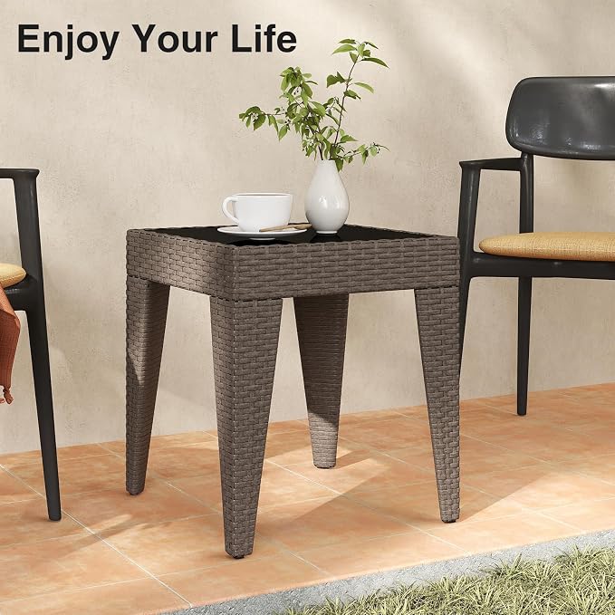 Kinfant Rattan Patio Side Table - Image 7