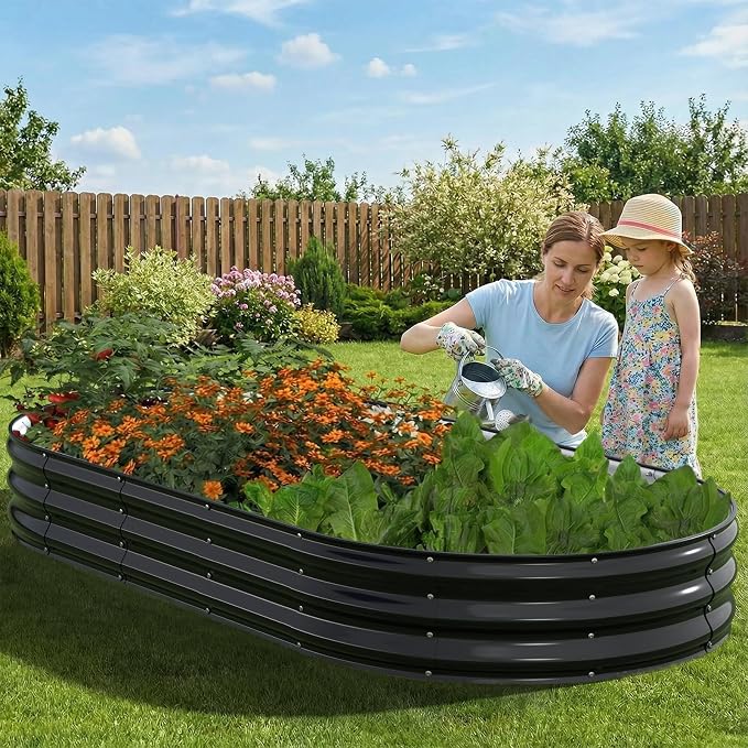 Raised Garden Bed, Oval Metal Planter Box - Image 7