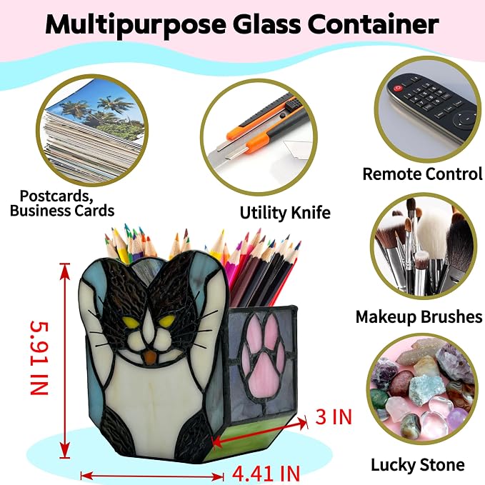 Stained Glass Black Cat Planter, Succulent Pot - Image 4