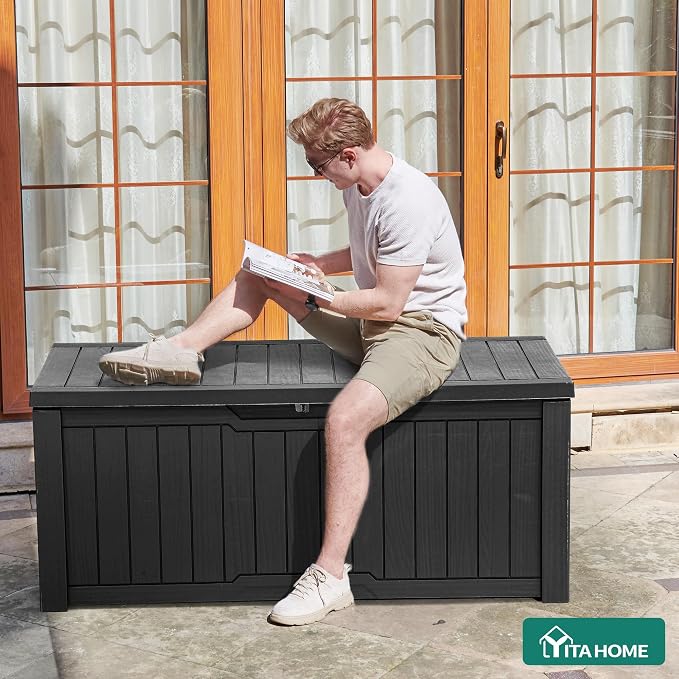 YITAHOME 120 Gallon Outdoor Storage Deck Box, Large Resin Patio Storage - Image 4