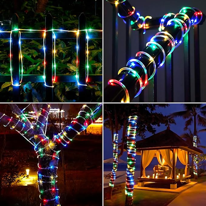 Solar Rope Lights, 33ft 100LED Solar String Lights, 8 Modes Waterproof Solar - Image 7