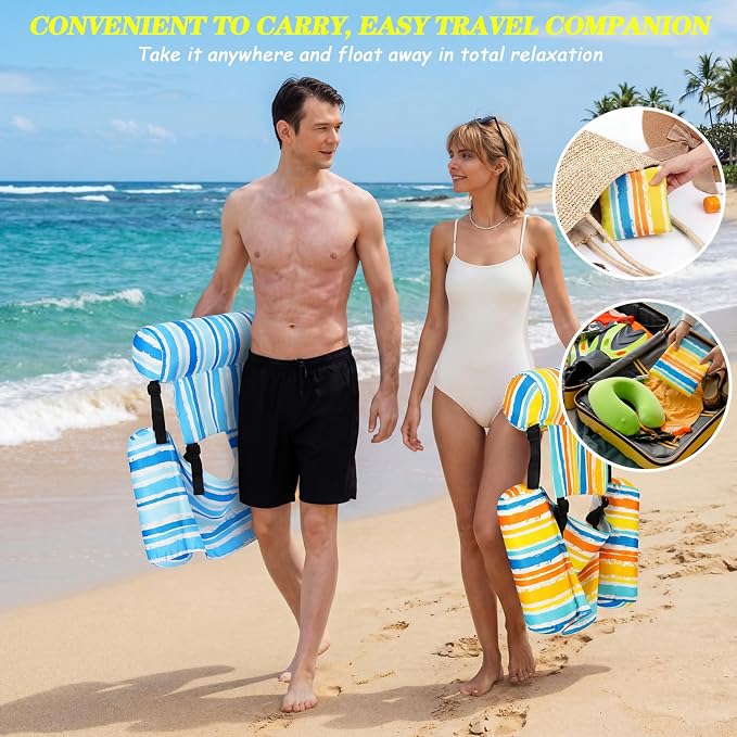 2 Pack Inflatable Pool Float for Adult Adjustable Hammock Float Chair Fabric - Image 8