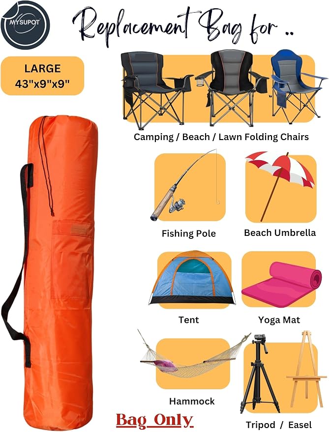 43"x9"x9" Replacement Bag for Folding Camping Chair, Camp Chairs, Yoga Mat - Image 5