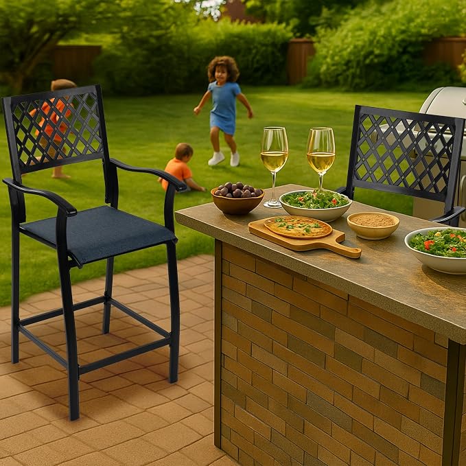 Kozyard Outdoor Bar Stools Set of 2, Patio Bar Chairs - Image 3
