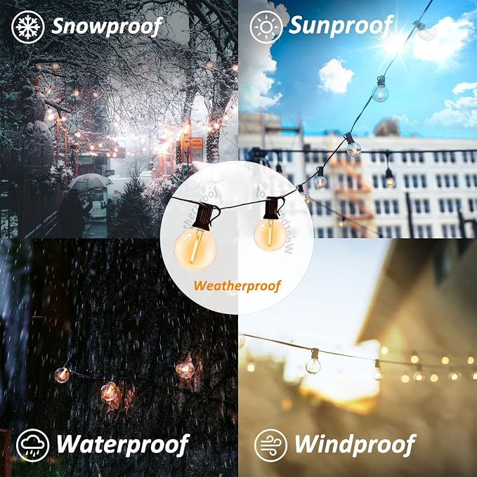 100FT LED String Lights Outdoor Waterproof G40 Globe String Lights - Image 5