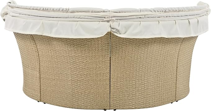 Merax All-Weather Outdoor Round Patio Daybed Conversation Sofa Set Wicker - Image 9