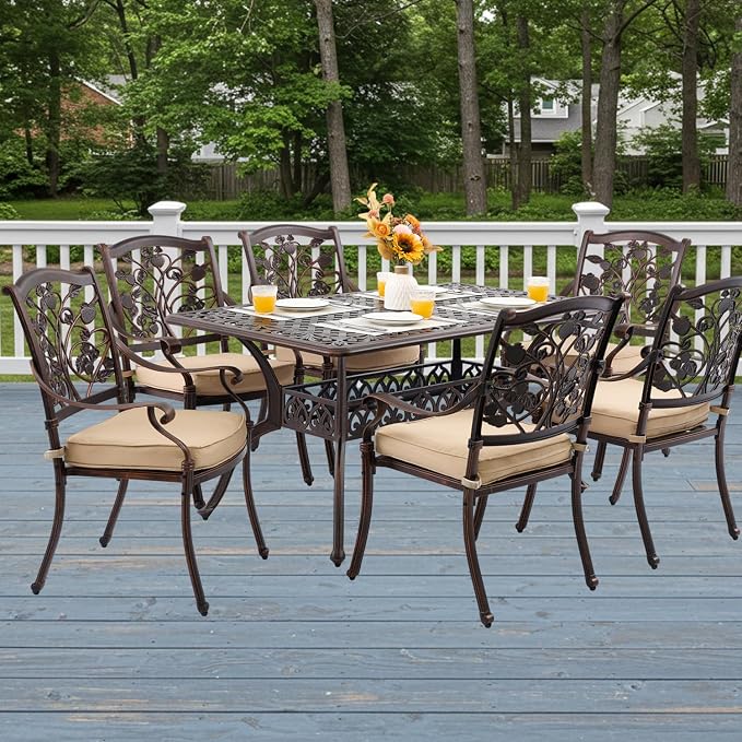 7-Piece Cast Aluminum Patio Furniture, Patio Dining Set - Image 2