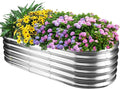 17" Tall Outdoor Garden Raised Garden Bed Kits, 5ft X 2ft Oval, 0.8MM Thick by YSEJOMP