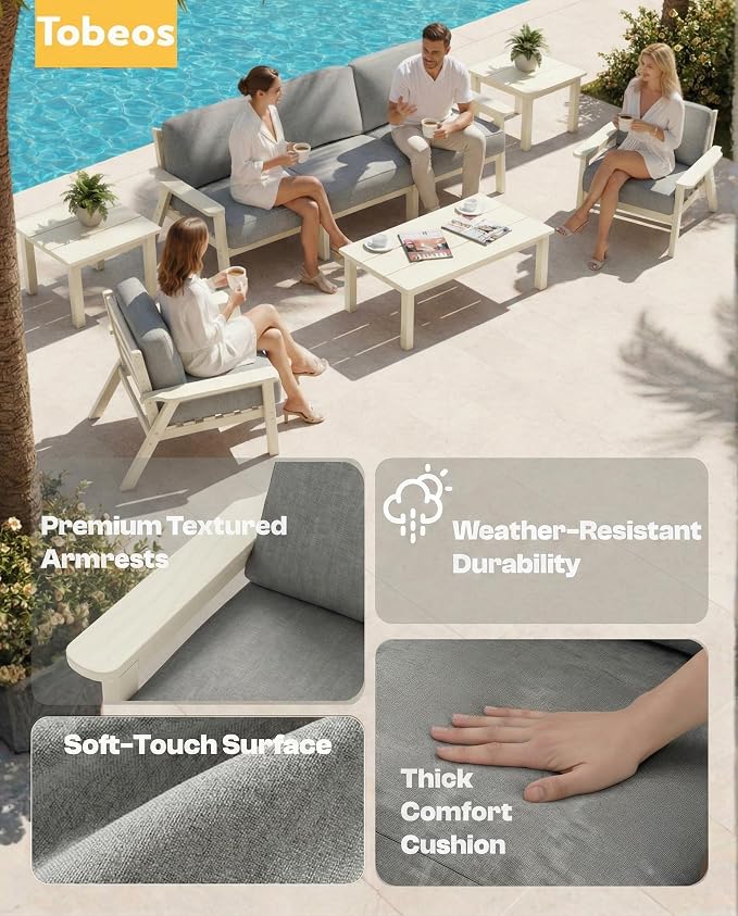HDPE Patio Furniture Set 4 Seats, Outdoor Couch - Image 6