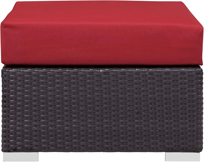 Modway Convene Wicker Rattan Outdoor Patio Square Ottoman - Image 4