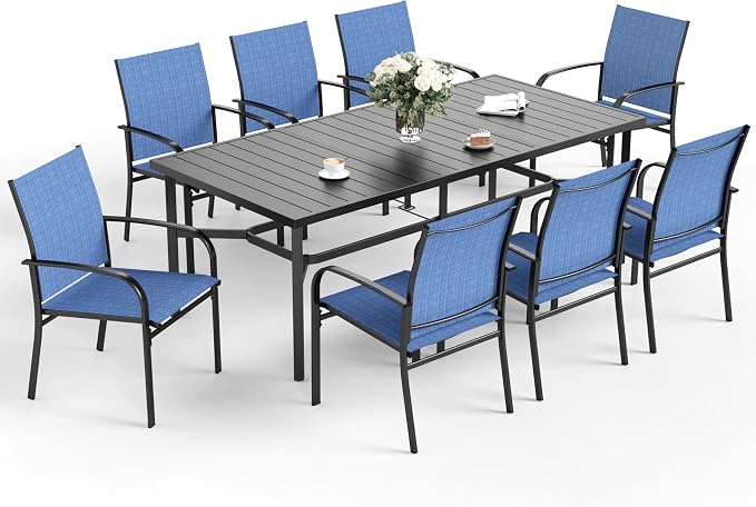 Patio Dining Set 9 PCS, 8 Stable Outdoor Dining Chairs - Image 8