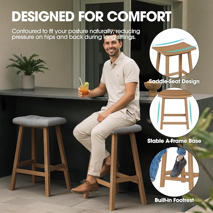 Ciokea 4 Set 29" Outdoor Bar Stools - Image 4