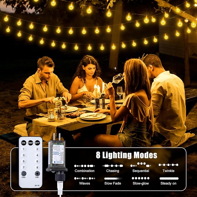 Minetom Crystal Globe String Lights Plug in - 66 ft 200 LED Globe Fairy String - Image 2