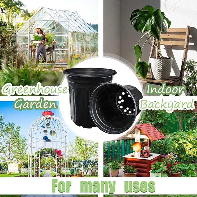 60 Pack 1 Gallon Nursery Plant Pots, Thickened Flexible Plastic Seedling Pot - Image 4