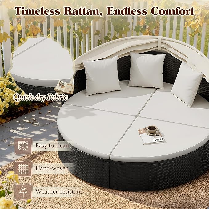 Devoko Patio Furniture Outdoor Round Daybed - Image 5