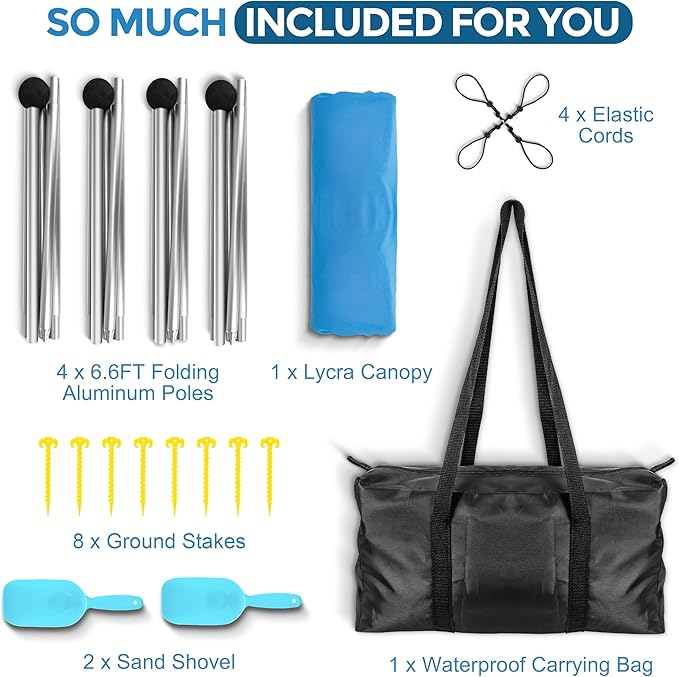 Beach Canopy Beach Tent Pop Up Shade 10x10ft Sun Shelter UPF50+ - Image 5