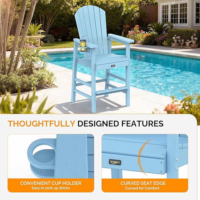 VINGLI Tall Adirondack Chair, All-Weather Plastic Adirondack Chair - Image 4